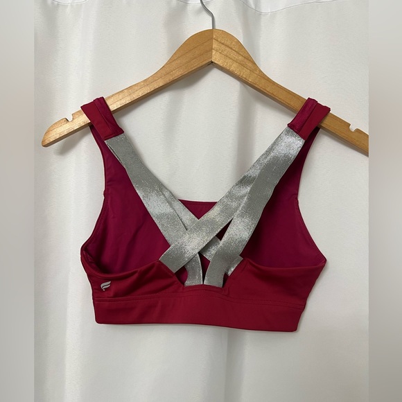 Fabletics Other - Fabletics ✨ Red and Silver Strappy Sports Bra